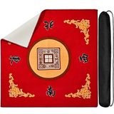 Juexica Çantalı Mahjong Mat, Kaymaz Gürültü Azaltıcı Masa Örtüsü Tahta Oyun Matı Mahjong Masa Örtüsü Mahjong Aksesuarları Masa Örtüsü Mahjong Paigow Poker Domino Fayans Kartları, Kırmızı
