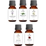 JUIWI 5li Bitkisel Set Uçucu Koku Yağı Difüzör Esansı Buhurdanlık Yağı Gül Lavanta Yasemin Niaouli Biberiye 5X10ML
