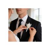 jujü Damat beyaz yaka çiçeği, damat cep çiçeği,düğün erkek aksesuarları