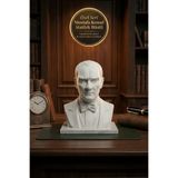 Jüjü Design 3D Baskı Mustafa Kemal Atatürk Büstü Dekoratif Masaüstü Heykel ve Ofis Objesi 24 cm Beyaz