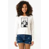 Jujutsu Kaisen Anime Satoru Gojo Lets Get A Little Crazy Ekstra Uzunkol Sweatshirt Ekru