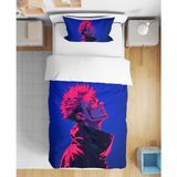 Jujutsu Kaisen Sukuna 3D Dijital Baskılı Tek Kişilik Çarşafsız Genç Erkek Nevresim Takımı - Mavi - 160 x 220 cm