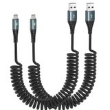 JUKEKUL Sarmal USB C Kablosu 3FT, 2'li Paket USB A'dan USB'ye C Kablosu Hızlı Şarj Örgülü Tip C Şarj Kablosu iPhone 15 Pro Max Plus Note 20 iPad Pro Air Mini MacBook Air ile Uyumlu