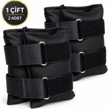 Jukon El ve Ayak Bilek Kum Ağırlığı 2 Adet 1 Çift Ayarlanabilir Cırtlı Spor Egzersiz Ağırlığı - 2 x 1,5 kg - Siyah