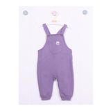 Julayla Cep Detaylı 3 İplik Bebek Salopeti LİLA 9-12 Ay