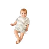 Julayla Çizgili Müslin Gömlek Şort Takım | Erkek Bebek Yazlık 2’li Set | KD53215 Petrol 6-9 AY