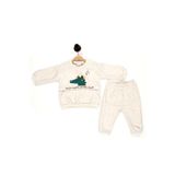 Julayla Erkek Bebek Timsah Desenli Eşofman Takım 3-6/6-9/9-12/18-24 Ay Bej 18-24 AY