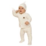 Julayla İnterlok 3lü Erkek Bebek Takımı Ekru 3-6 AY