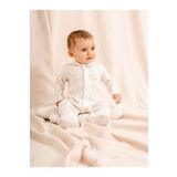 Julayla Jakarlı Baskılı, Bebe Yakalı, Patikli Bebek Tulum (1-3/3-6/6-9/9-12 Ay) Ekru 9-12 Ay