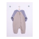 Julayla Reglan Kol Fermuarlı 3 iplik Bebek Tulumu Gri 3-6 AY