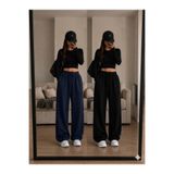 JULİA MODA 2'Li Basic Oversize Kadın Eşofman Altı Siyah-Lacivert
