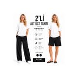 JULİA MODA 2'Li Kadın Şortu-Eşofman Takımı (Alt-Üst) Seti Yazlık Nefes Alabilen Kumaş Konforlu Pamuklu Trend