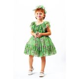 Julia Style Kız Çocuk Iris Flower Kolsuz Euro Şifon Elbise, Yeşil, 6 Yaş