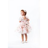 Julia Style Kız Çocuk Princess of Flowers Kısa Kollu Brode Saten Abiye Elbise