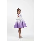 Julia Style Kız Çocuk Princess Susan Kısa Kollu Saten Abiye Elbise, Mor, 9 Yaş