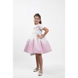 Julia Style Kız Çocuk Princess Susan Kısa Kollu Saten Abiye Elbise, Pembe, 12 Yaş