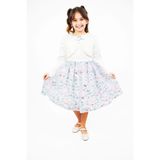 Julia Style Kız Çocuk Stars Sparkle Saten Organze Abiye Elbise, Mint Yeşili, 7 Yaş
