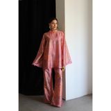 Julidress Desenli Oversize Bluz ve Pantolon Alt Üst Premium Saten Takım