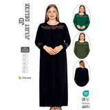 Juliet Deluxe Kadın Büyük Beden Dokuma Viskon Kumaş Uzun Kollu Elbise / Siyah - 33434