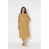 Juliet Deluxe Kadın Dokuma Viskon Kumaş Desenli Elbise / Hardal - 35096