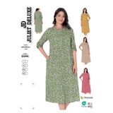 Juliet Deluxe Kadın Dokuma Viskon Kumaş Desenli Elbise /Yeşil - 35096