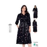 Juliet Deluxe Kadın Jakarlı Saten Pamuklu Viskon Kumaş Desenli Elbise 35049