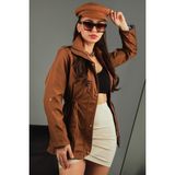Julude Camel Kadın Bel Bağcıklı Astarlı Trençkot P-00005285 - 42