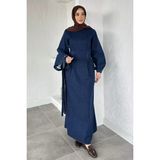 Julude Yelek Kombinli Kot Jean Tesettür Elbise P-00020593 - Lacivert - 38