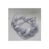 JULYA KİDS 3 Lü Örgü Cibinlikli 60*80 Cm Puantiyeli Desen Bebek Yatağı Pike Kumaş Ortopedik Yastık Babynest