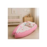 JULYA KİDS Bulutlu Desen Taşınabilir anne yanı Babynest bebek uyku yatağı 0-24 Ay Pembe