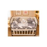 JULYA KİDS Pamuklu Örgülü Bebek Uyku Seti 7 Parça – 60x120 cm Beşik İçin Örgü Kenar Koruma, Yorgan ve Dekoratif Yastıklı