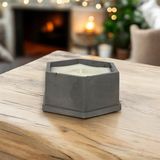 Julzen Home Design Altıgen Beton Kutulu Sedir Ağacı Kokulu Doğal Soya Mumu - Siyah
