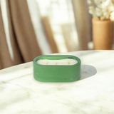 Julzen Home Design Oval Minimal Beton Kutu Sandal Ağacı Kokulu Soya Mumu - Yeşil