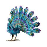 JUM232 Metal Tavus Kuşu Bahçe Heykeli, 81X30X58 Cm, Çok Renkli