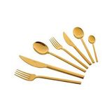 Jumbo 8100 Titanyum Gold 84 Parça 12 Kişilik Çatal Kaşık Bıçak Seti Deri Altın