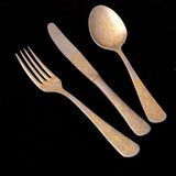 Jumbo Antique 12 Kişilik 84 Parça Çatal Kaşık Bıçak Takımı Gold Renkli Çelik Malzeme