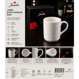 Jumbo Beyaz Porselen Kupa 300 ml - Şık ve Zarif Tasarım Kahve & Çay Kupası - 1 Adet