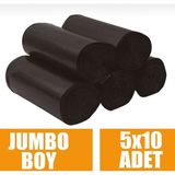 Jumbo Boy Çöp Poşeti 5'li (10X5 50 Adet) Jumbo Boy Çöp Torbası Yırtılmaz Kalın Eşya Poşeti Taşınma Poşeti