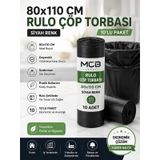 Jumbo Boy Rulo Çöp Torbası 80X110 Cm Siyah 10'Lu Paket Dayanıklı Çöp Poşeti