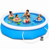Jumbo Boy Şişme Havuz, 3.05 Metre Çaplı Jumbo Aile Havuzu, 3 Katmanlı Dayanıklı PVC UV Güneşe Dayanıklı, Çift Yönlü Hava Akışlı Yetişkin Çocuk Ev Balkon Bahçe Yazlık İçin Uygun Büyük Boy Şişme Havuz