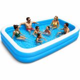 Jumbo Boy Şişme Havuz, 3.05 Metre Dikdörtgen Jumbo Aile Havuzu, 3 Katmanlı Dayanıklı PVC UV Güneşe Dayanıklı, Çift Yönlü Hava Akışlı Yetişkin Çocuk Ev Balkon Teras Bahçe Yazlık İçin Büyük Şişme Havuz