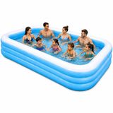 Jumbo Büyük Boy Şişme Havuz, 3.05 Metre Geniş Aile Havuzu, 3 Katmanlı Dayanıklı PVC UV Güneşe Dayanıklı, Çift Yönlü Hava Akışlı Ev Teras Balkon Bahçe Yazlık İçin Jumbo Büyük Boy Şişme Havuz