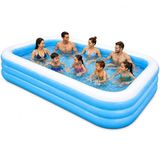 Jumbo Büyük Boy Şişme Havuz, 3.05 Metre Geniş Aile Havuzu, 3 Katmanlı Dayanıklı PVC UV Güneşe Dayanıklı, Çift Yönlü Hava Akışlı Ev Teras Balkon Bahçe Yazlık İçin Jumbo Büyük Boy Şişme Havuz