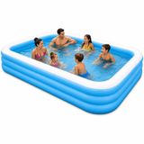 Jumbo Büyük Boy Şişme Havuz, 3.05 Metre Geniş Aile Havuzu, 3 Katmanlı Dayanıklı PVC UV Güneşe Dayanıklı, Çift Yönlü Hava Akışlı Yetişkin Çocuk Ev Balkon Teras Bahçe Yazlık Kullanımı İçin Şişme Havuz