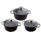 Jumbo Darci Black 3'lü 16 cm Siyah Midi Tencere Seti