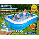 Jumbo Dikdörtgen Şişme Aile Havuzu 211X132x46 Cm Geniş İç Hacim + El Pompası Hediye