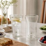 Jumbo Glory 8 Root 2’li Çift Cidarlı Cam Bardak Seti 400 ml Şeffaf