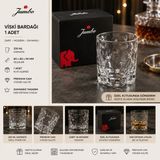 Jumbo Kabartma Desenli Viski Bardağı – 250 ml Premium Cam Bardak - Şeffaf