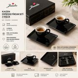 Jumbo Kaizen 2 Kişilik Kutulu Espresso Fincan Seti – Modern ve Zamansız Kahve Keyfi - 1 Adet Kutulu 2 Kişilik Espresso Fincan Seti - Siyah - Beyaz