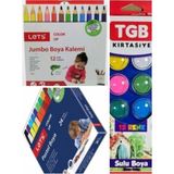 Jumbo Kuruboya 12Lİ + 24LÜ Pastel Boya + 12Lİ Suluboya Seti